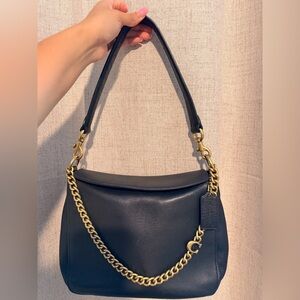 Black Coach Signature Chain Hobo Shoulder Purse